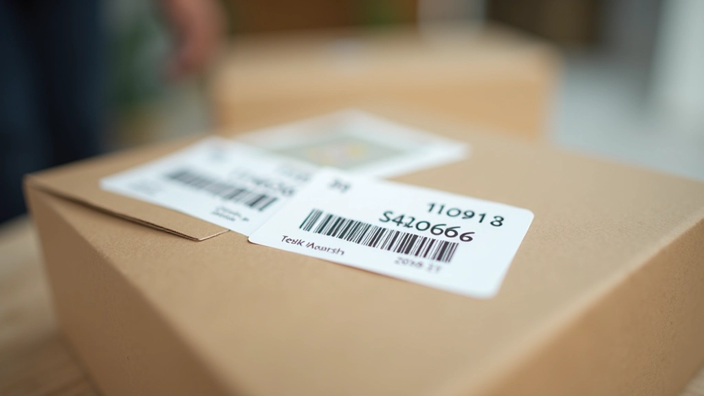 Tracking numbers and barcodes displayed on shipping labels