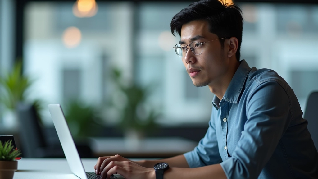 Developer reviewing JSON data structures on laptop screen in workspace