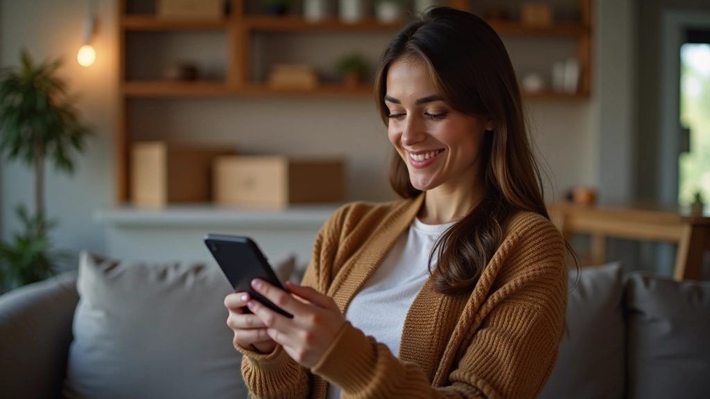 Person reading notification on mobile phone with friendly delivery update message